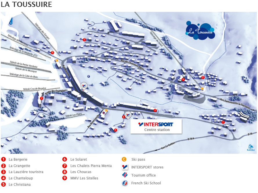 Access map Intersport La Toussuire