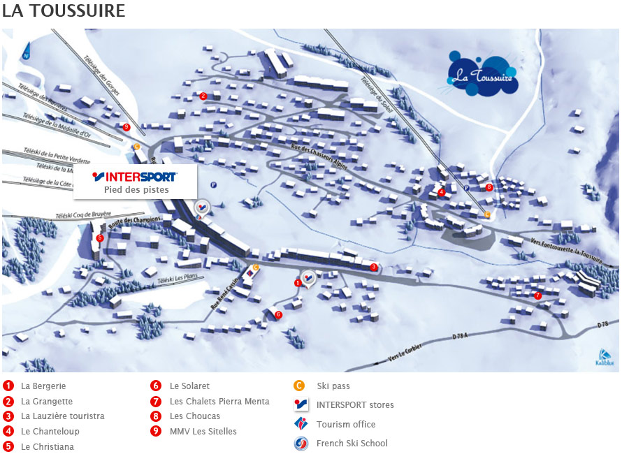 Access map Intersport La Toussuire